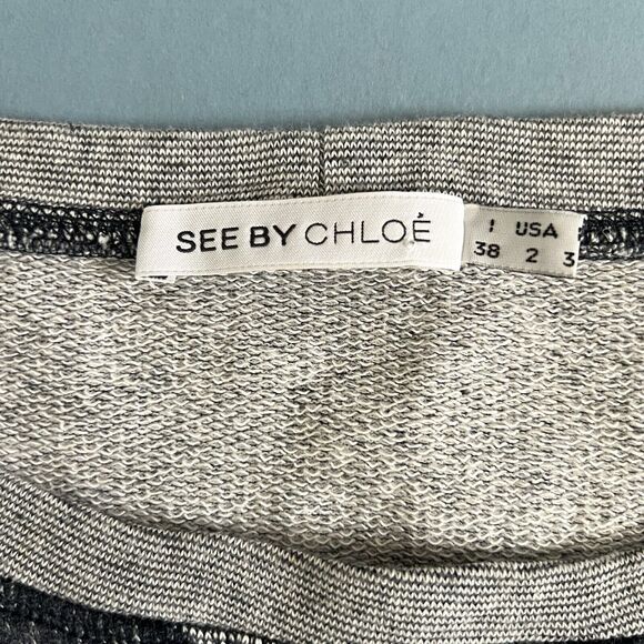 See By Chloe Vintage Apple Graphic Logo Gray Crewneck Sweatshirt - Picture 4 of 5